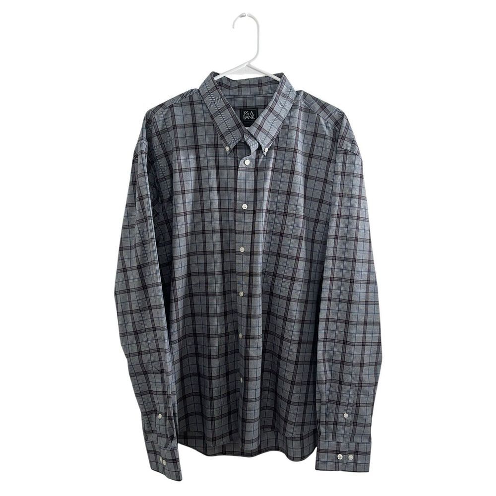 Jos A Bank Traveler Men's Slim Fit 2X Buttoned L/S Shirt 100% Cotton‎ Casual